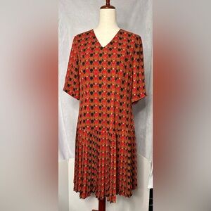 The Limited Collection Geometric Pleated Hem Dress - Red/Black - Size 6 - EUC